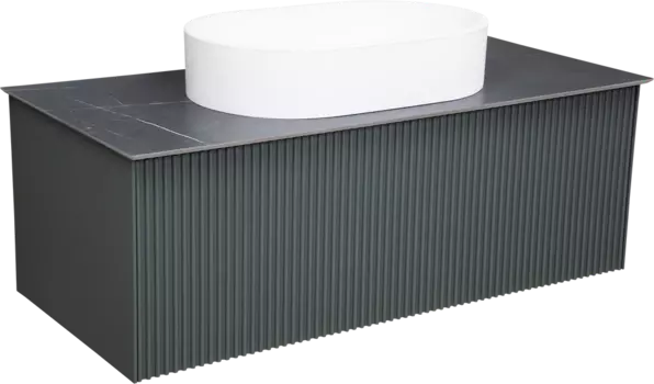 Тумба с раковиной La Fenice Terra 100 серая, черная столешница, матовая раковина