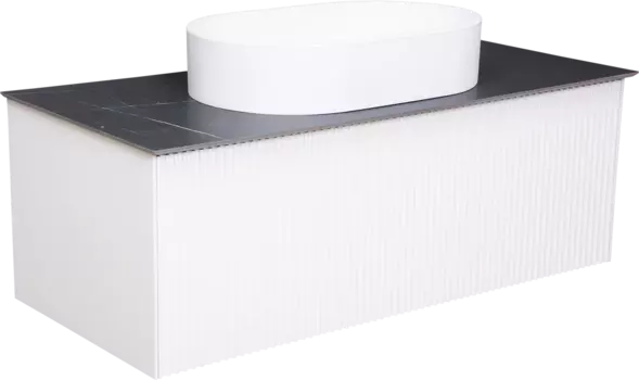 Тумба с раковиной La Fenice Terra 100 белая, черная столешница, матовая раковина