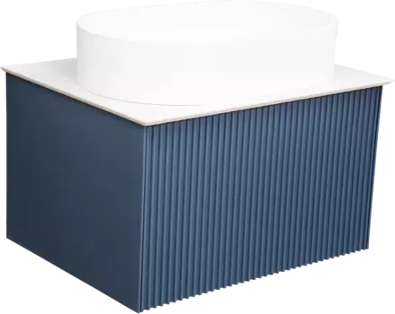 Тумба с раковиной La Fenice Terra 60 синяя, белая столешница, матовая раковина