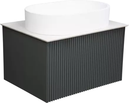 Тумба с раковиной La Fenice Terra 60 серая, белая столешница, матовая раковина