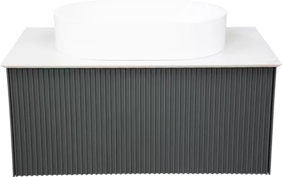 Тумба с раковиной La Fenice Terra 80 серая, белая столешница, матовая раковина