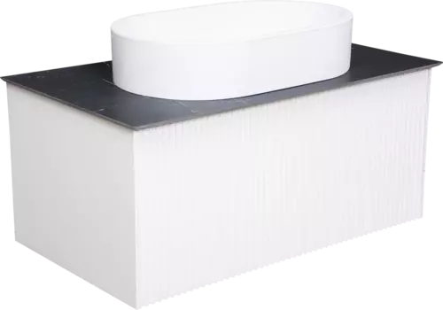 Тумба с раковиной La Fenice Terra 80 белая, черная столешница, матовая раковина