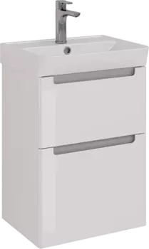 Тумба с раковиной Lemark Buno 50 белая глянцевая, 2 ящика