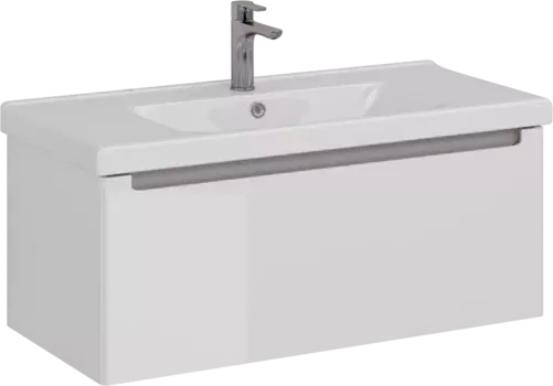 Тумба с раковиной Lemark Buno mini 100 белая глянцевая, 1 ящик