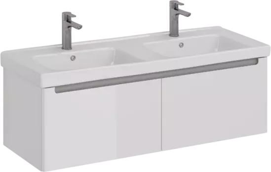 Тумба с раковиной Lemark Buno mini 125 белая глянцевая, 2 ящика