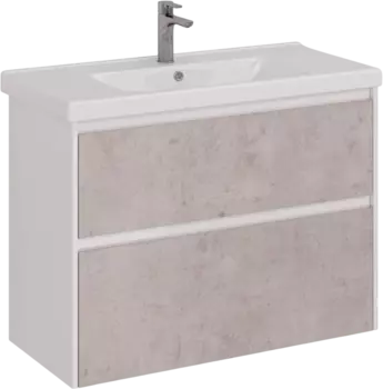 Тумба с раковиной Lemark Combi 100 бетон, белая глянцевая