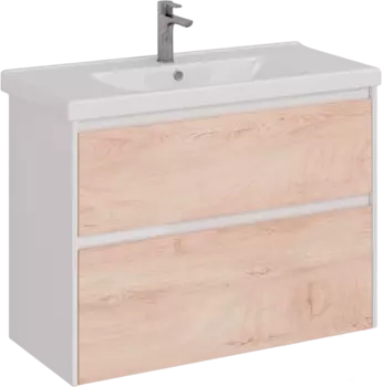 Тумба с раковиной Lemark Combi 100 дуб кантри, белая глянцевая
