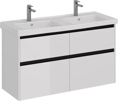 Тумба с раковиной Lemark Combi 125 черная, белая глянцевая