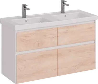 Тумба с раковиной Lemark Combi 125 дуб кантри, белая глянцевая