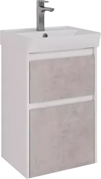 Тумба с раковиной Lemark Combi 45 бетон, белая глянцевая