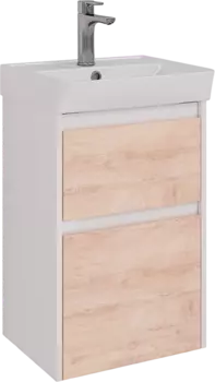 Тумба с раковиной Lemark Combi 45 дуб кантри, белая глянцевая