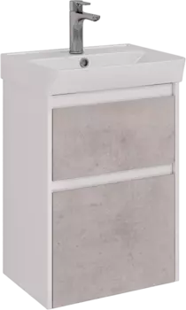 Тумба с раковиной Lemark Combi 50 бетон, белая глянцевая