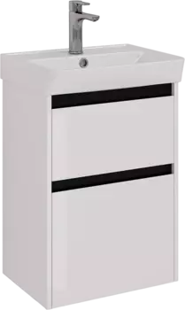Тумба с раковиной Lemark Combi 50 черная, белая глянцевая