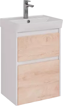 Тумба с раковиной Lemark Combi 50 дуб кантри, белая глянцевая