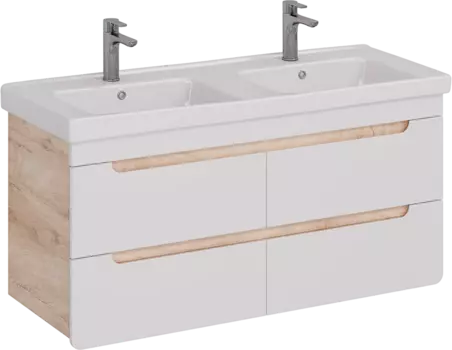 Тумба с раковиной Lemark Olivia 125, дуб кантри, белая глянцевая