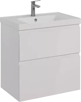 Тумба с раковиной Lemark Veon 70 белая глянцевая, 2 ящика