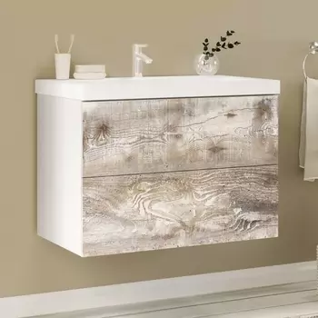 Тумба с раковиной Marka One Mix 60П с 2 ящиками, бетон, push