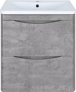 Тумба с раковиной Misty Атлантик подвесная, 60, серый камень