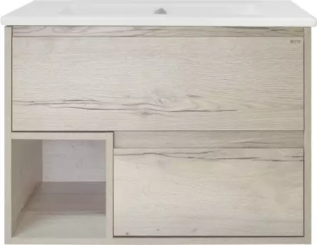 Тумба с раковиной Misty Дунай 75 дуб белый