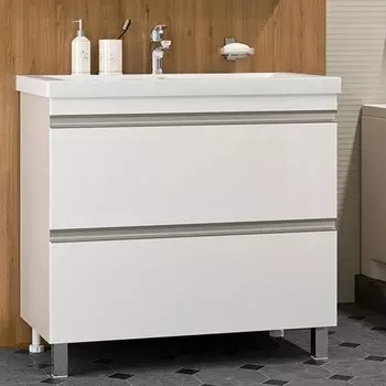 Тумба с раковиной Misty Ингрид 90 напольная, белая эмаль