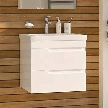 Тумба с раковиной Misty Софт 60 подвесная, белая эмаль