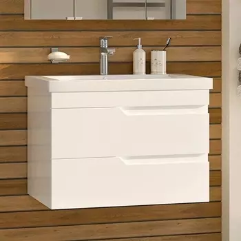 Тумба с раковиной Misty Софт 75 подвесная, белая эмаль