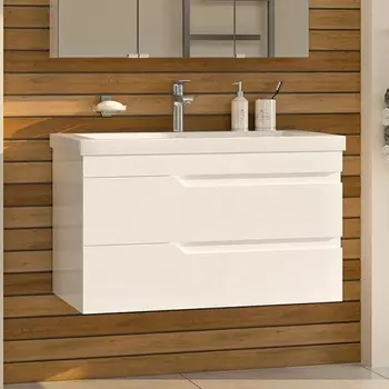 Тумба с раковиной Misty Софт 90 подвесная, белая эмаль