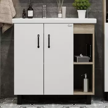 Тумба с раковиной Onika Тимбер 70.10 белая, дуб сонома