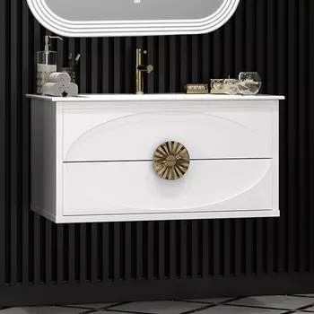 Тумба с раковиной Opadiris Ибица 90 подвесная, фурнитура золото