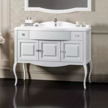 Тумба с раковиной Opadiris Лаура 100 белая матовая, с раковиной из литьевого мрамора