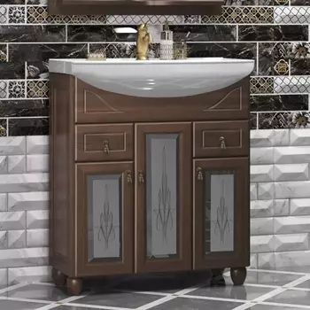 Тумба с раковиной Opadiris Тибет 75 с художественным стеклом, нагал