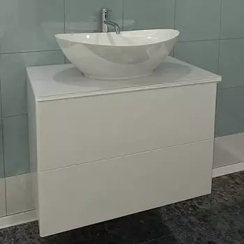 Тумба с раковиной Orange Otto 75 белый глянец, со стеклянной столешницей