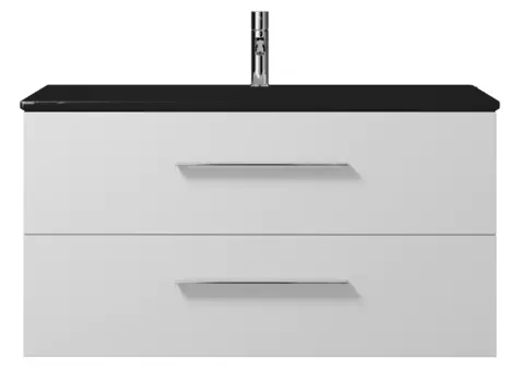 Тумба с раковиной подвесная Creto Ares 100 белая-чёрная 10-1105W+1105-004-0126