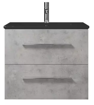 Тумба с раковиной подвесная Creto Ares 60 серая-чёрная 10-1161B+1161-004-0126