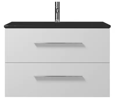 Тумба с раковиной подвесная Creto Ares 80 белая-чёрная