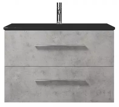 Тумба с раковиной подвесная Creto Ares 80 серая-чёрная 10-1113B+1113-004-0126