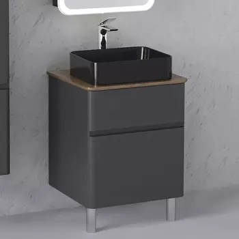 Тумба с раковиной Raval Morelle, 60, напольная, антрацит, трюфель