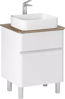 Тумба с раковиной Raval Morelle 60, напольная, белая, трюфель