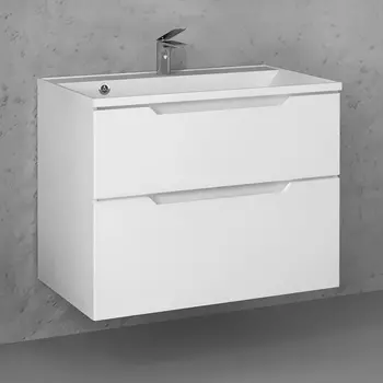 Тумба с раковиной Raval Wector 80, подвесная, белая