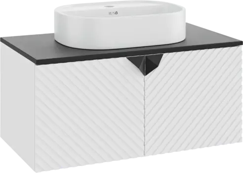 Тумба с раковиной Runo Андорра 85 белая матовая, черная, раковина Nuovo 50