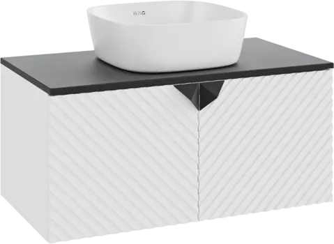 Тумба с раковиной Runo Андорра 85 белая матовая, черная, раковина Bella 40