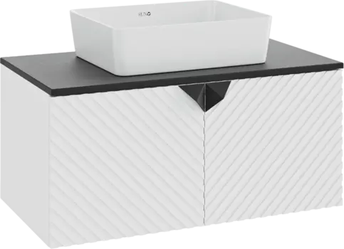 Тумба с раковиной Runo Андорра 85 белая матовая, черная, раковина Tre 50