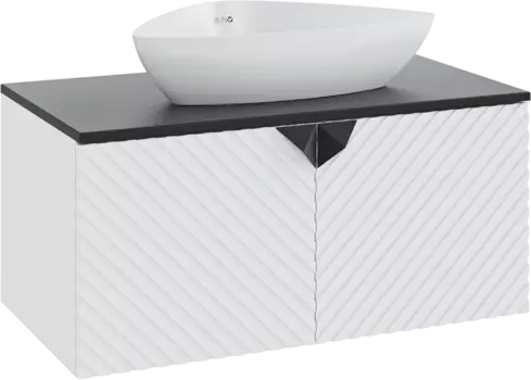 Тумба с раковиной Runo Андорра 85 белая матовая, черная, раковина Terzo 60