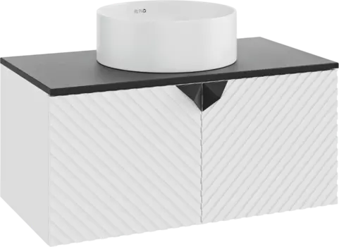 Тумба с раковиной Runo Андорра 85 белая матовая, черная, раковина Palla 40