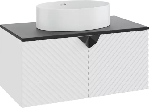 Тумба с раковиной Runo Андорра 85 белая матовая, черная, раковина Ovale 50