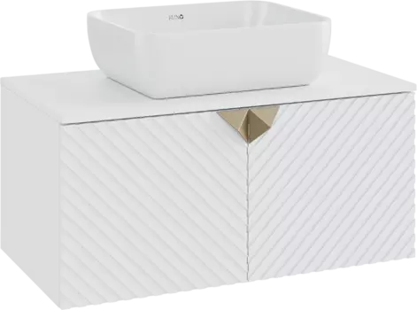 Тумба с раковиной Runo Андорра 85 белая матовая, белый глянец, раковина Cuatro 50