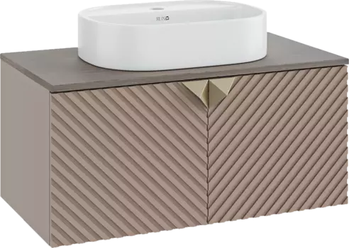 Тумба с раковиной Runo Андорра 85 кашемир серый, дуб какао, раковина Nuovo 50