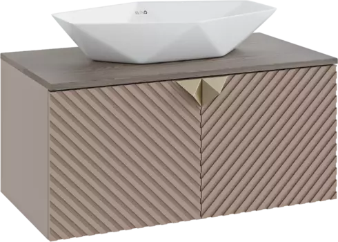 Тумба с раковиной Runo Андорра 85 кашемир серый, дуб какао, раковина Poligono 65