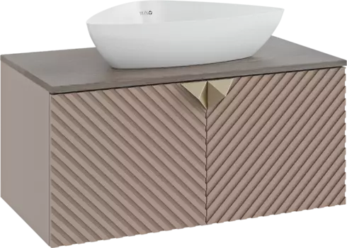 Тумба с раковиной Runo Андорра 85 кашемир серый, дуб какао, раковина Terzo 60