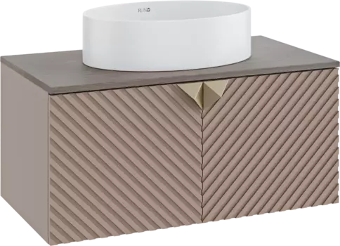 Тумба с раковиной Runo Андорра 85 кашемир серый, дуб какао, раковина Ovale 50